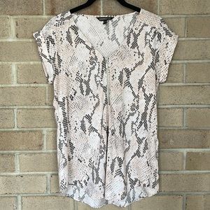 Express Chiffon Snake Print Zip-up Top